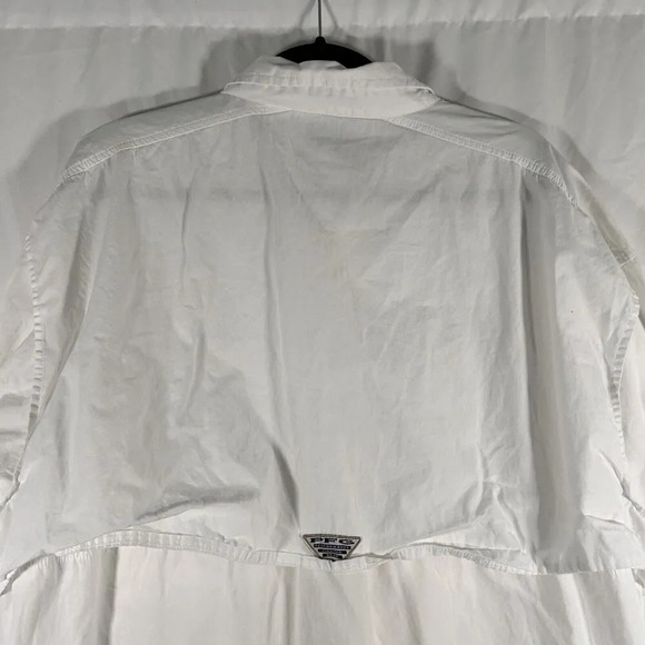 Columbia PFG Shirt Men's XL White Button Up Short Sleeve Mesh Lined Fishing - Picture 10 of 12